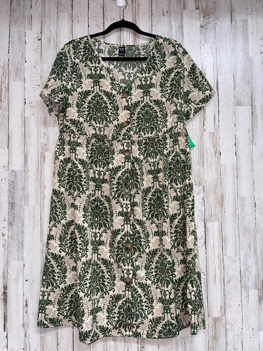 TAN/OLIVE EMERY ROSE DAMASK BUTTON DRESS, LADIES L