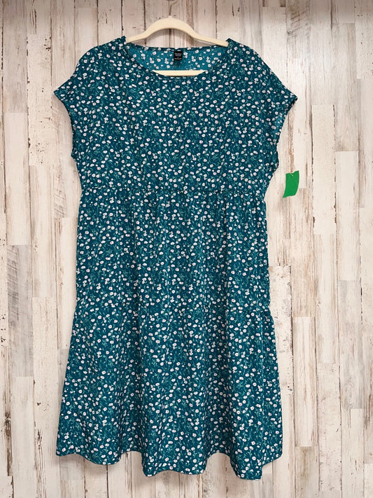 TEAL EMERY ROSE FLORAL PRINT TIER DRESS, LADIES L