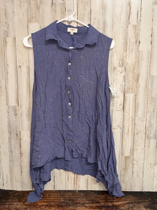 BLUE UMGEE ACID WASHED BUTTON UP TANK, LADIES L