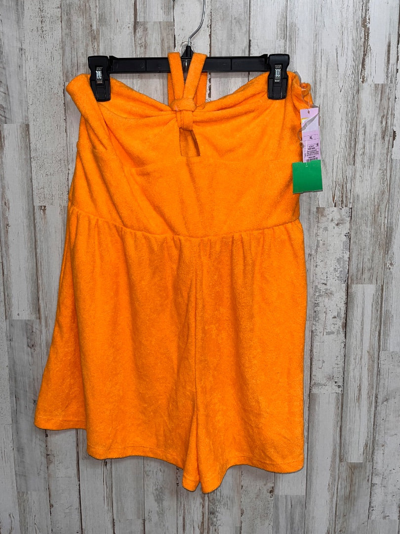 ORANGE WILD FABLE NEW TERRY CLOTH HALTER ROMPER, LADIES XL