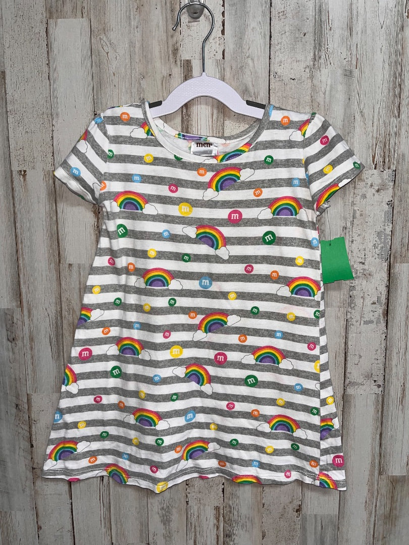 GREY M&MS RAINBOW STRIPE DRESS, GIRL 5/6