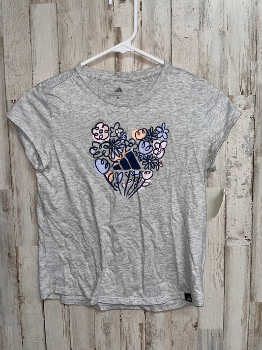 GREY ADIDAS FLOWER HEART TEE, GIRL 10/12