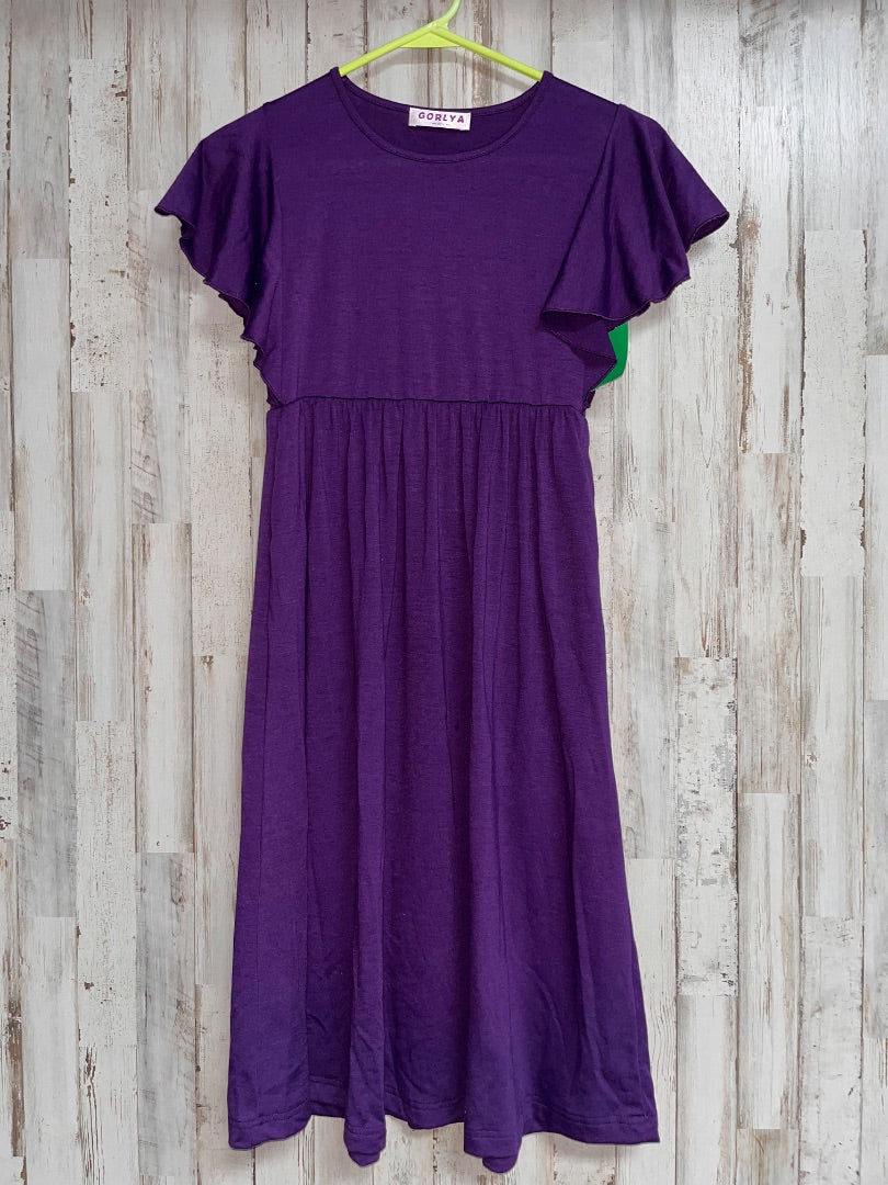 PURPLE GORLYA TIER COTTON DRESS, GIRL 10