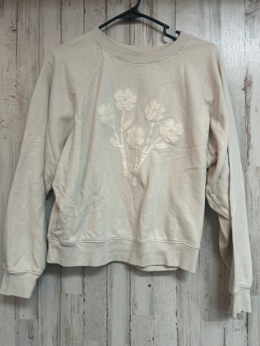 BEIGE OLD NAVY FLOWER SWEATSHIRT, LADIES S