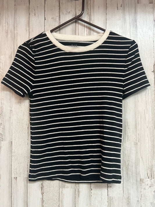 BLACK/WHITE GAP RIBBED STRIPE TOP, LADIES S