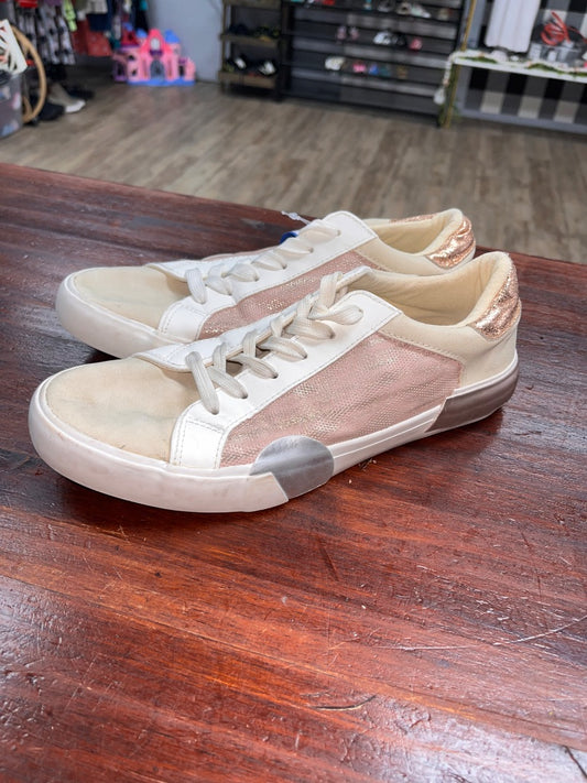 TAN/PINK OUTWOODS SHIMMER TRIM SNEAKERS, SHOES A10