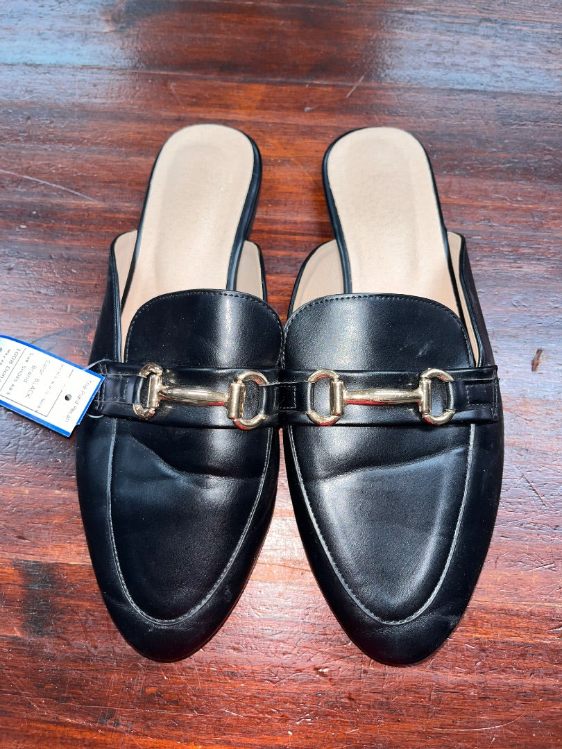 BLACK  BUCKLE SLIP ON SHOES, SHOES A8.5