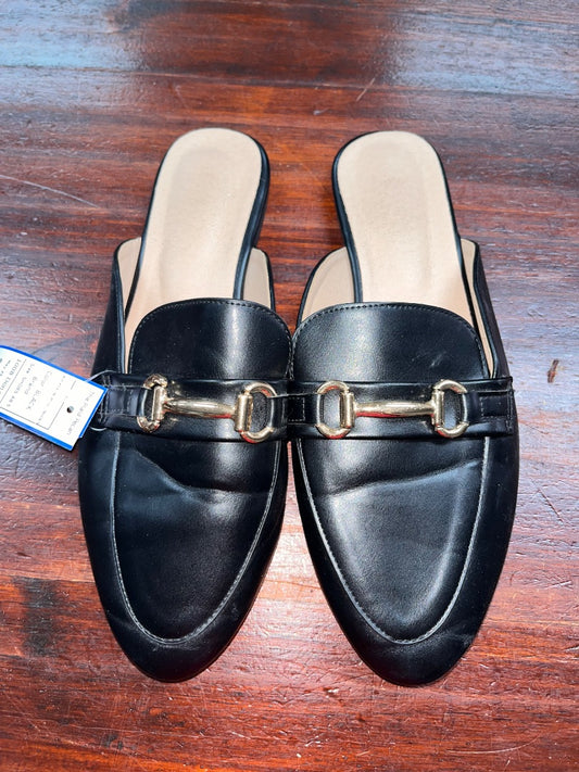 BLACK  BUCKLE SLIP ON SHOES, SHOES A8.5