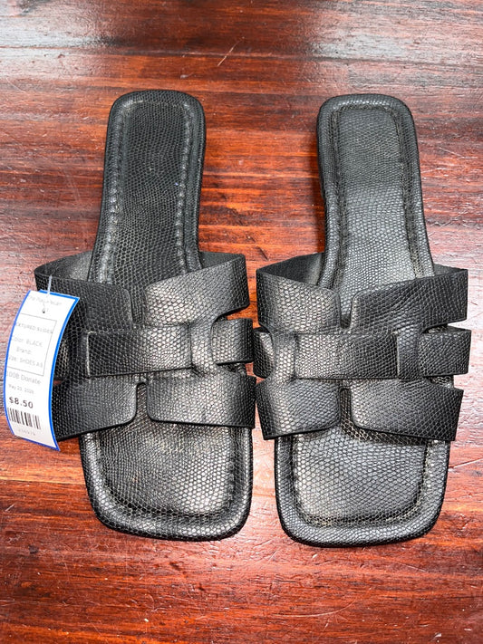 BLACK  TEXTURED SLIDES, SHOES A9