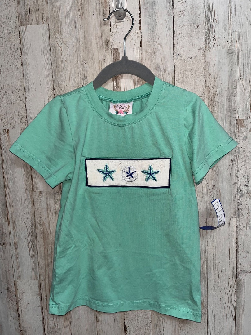 TEAL THE SMOCKING PLACE SEASHELL SMOCKED TEE, BOY 5T