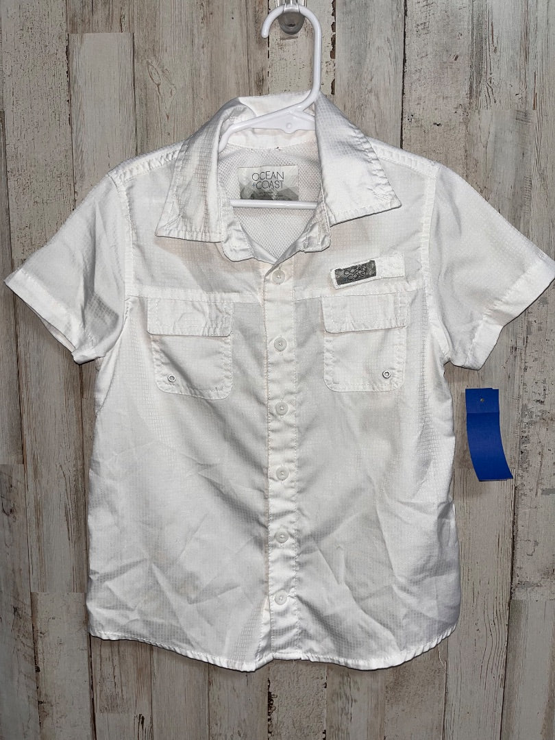 WHITE OCEAN + COAST FISHING BUTTON UP, BOY 5T