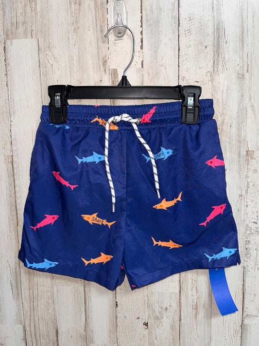BLUE  SHARK SWIM TRUNKS, BOY 5/6