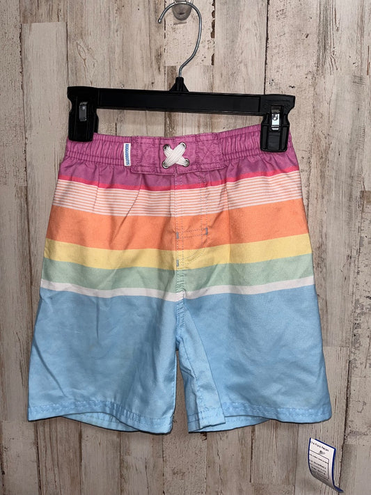 BLUE/PEACH RUGGED BUTTS PASTEL STRIPE SWIM SHORTS, BOY 6