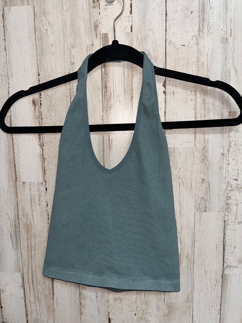 TEAL URBAN OUTFITTERS RIBBED V NECK CROP, LADIES M
