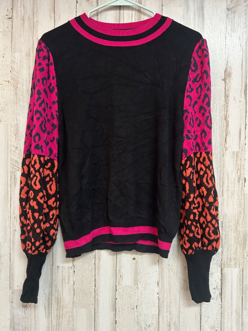BLACK/PINK KARLIE LEOPARD SLEEVE SWEATER, LADIES M