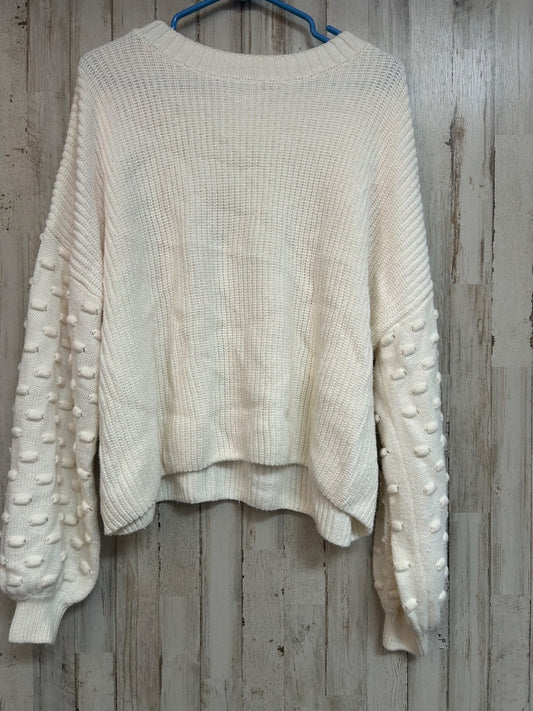 CREAM MUSTARD SEED DOT SLEEVE SWEATER, LADIES M