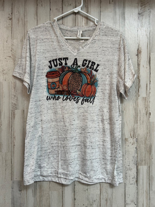 GREY BELLA CANVAS JUST A GIRL TEE, LADIES L