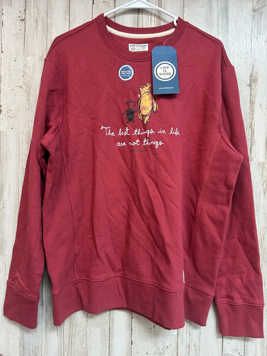 DRK RED LIFE IS GOOD WINNIE SWEATSHIRT, LADIES L