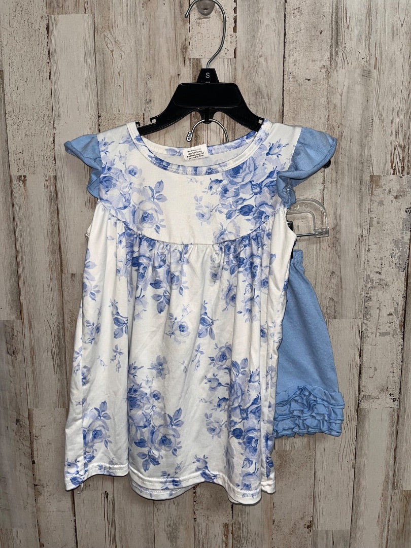 WHITE/BLUE BOUTIQUE FLORAL RUFFLE 2PC SET, GIRL 3T