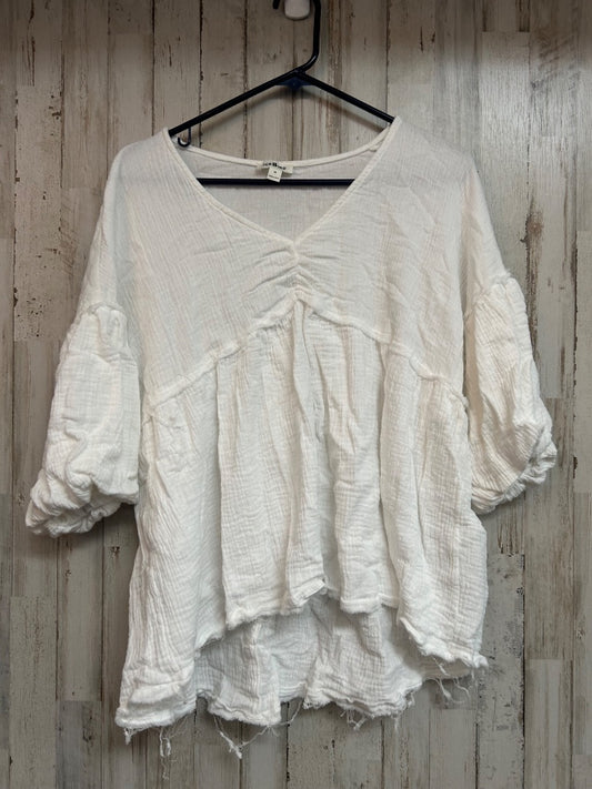 WHITE ICE BIRD MUSLIN VNECK TOP, LADIES M
