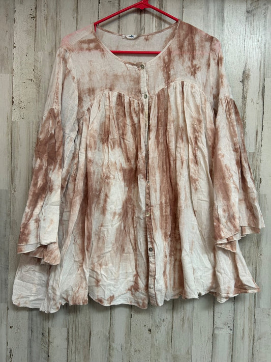 BEIGE/TAN BLU PEPPER DYE BUTTON TOP, LADIES L