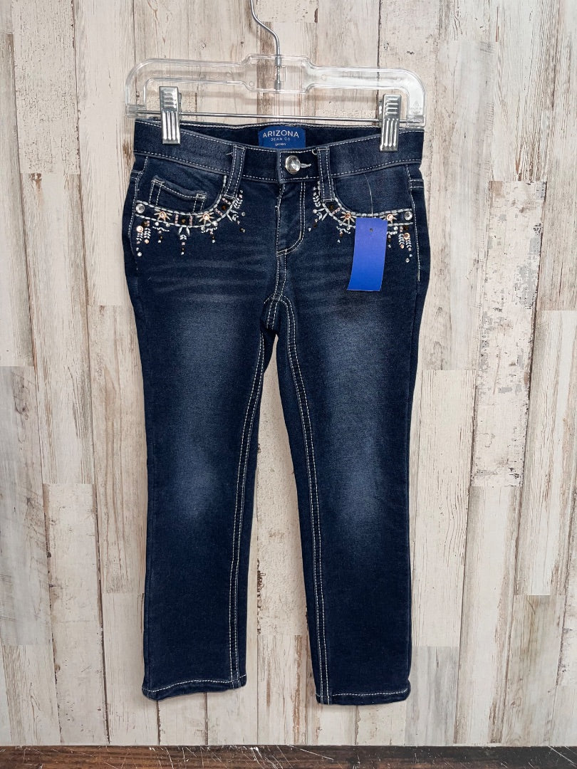 DARK DENIM ARIZONA EMBELLISHED SKINNY JEANS, GIRL 5T