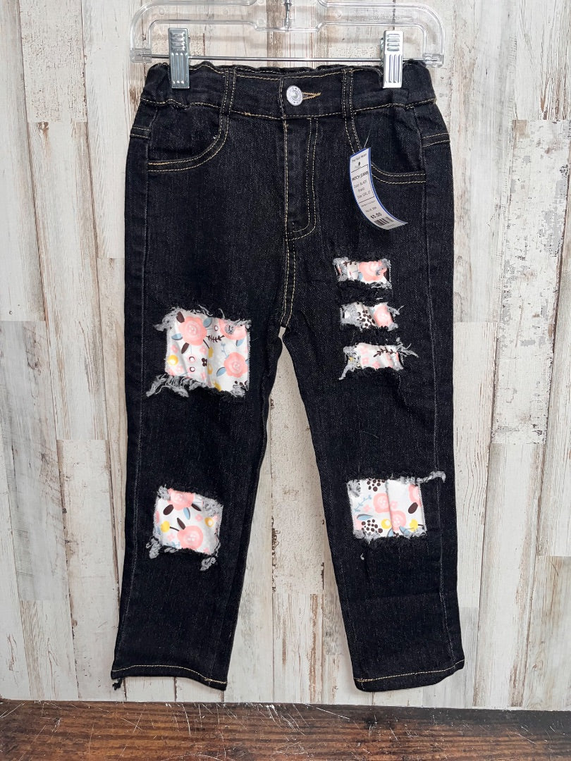 BLACK  PATCH JEANS, GIRL 5T