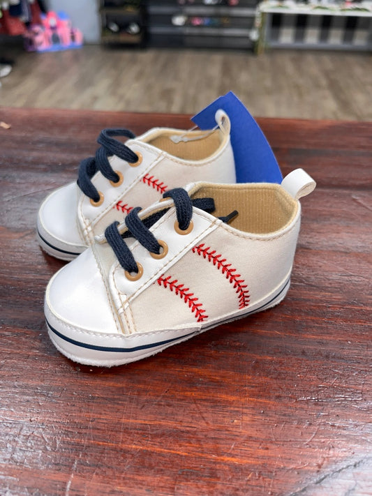 WHITE TREASURE BASEBALL SLIP ON SHOES, SHOES 6-12M