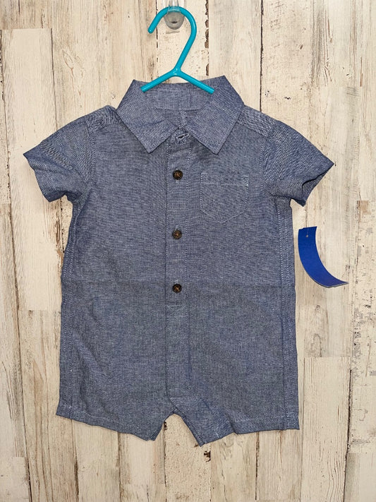 CHAMBRAY CARTERS BUTTON ROMPER, BOY 0-3M