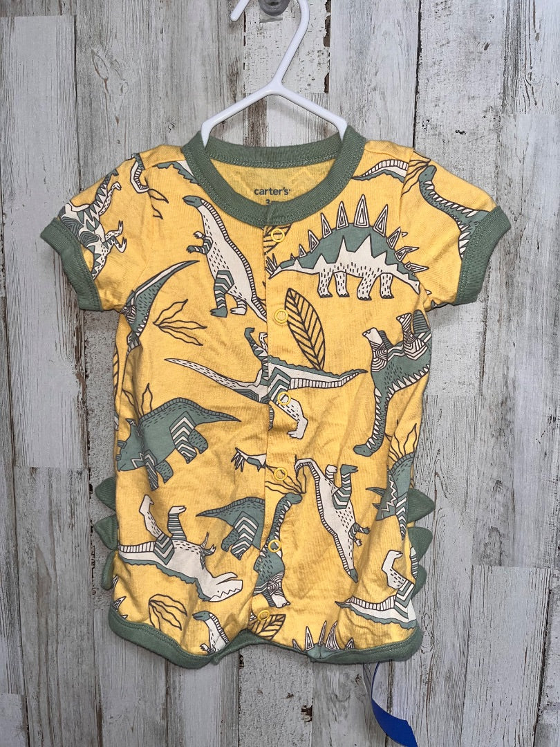 YELLOW CARTERS DINO ROMPER, BOY 3M