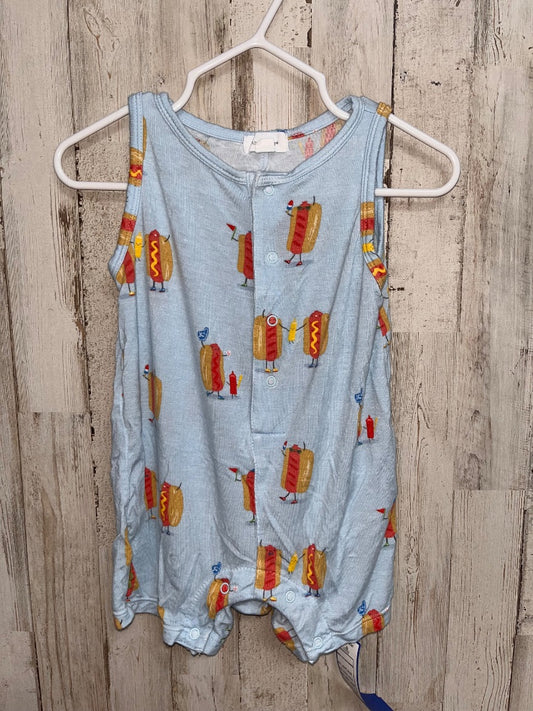 LIGHT BLUE ANGEL DEAR BAMBOO HOTDOG ROMPER, BOY 3/6M