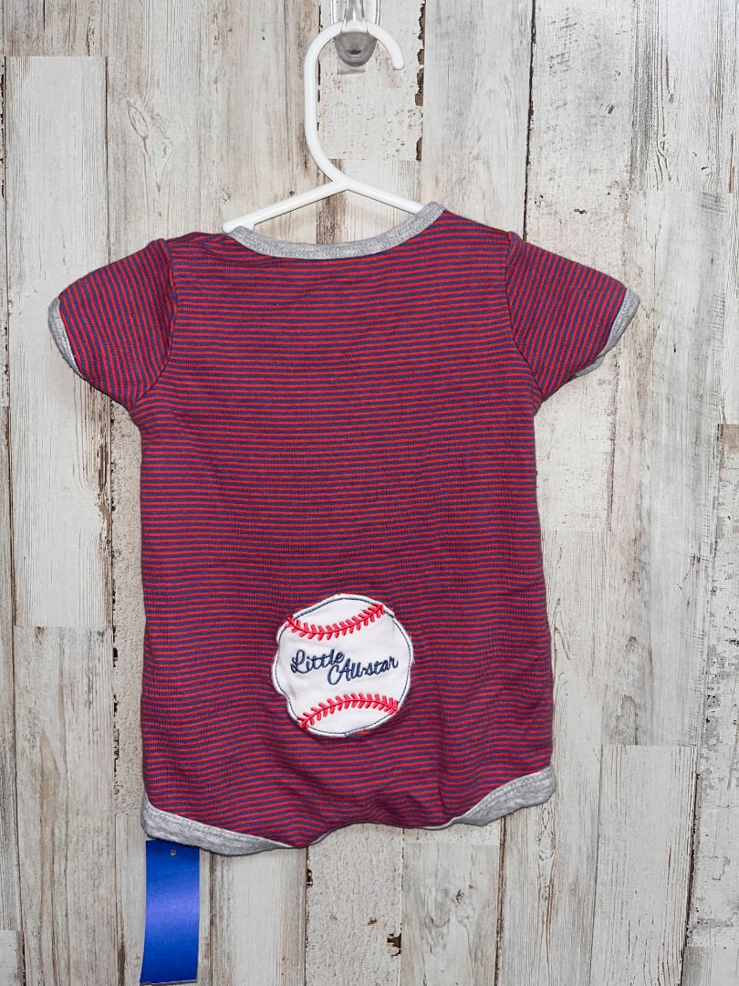 RED/BLUE CARTERS BASEBALL STRIPE ROMPER, BOY 3M