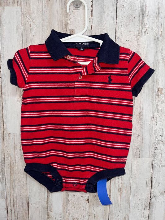 RED RALPH LAUREN POLO STRIPE ONEISE, BOY 3/6M