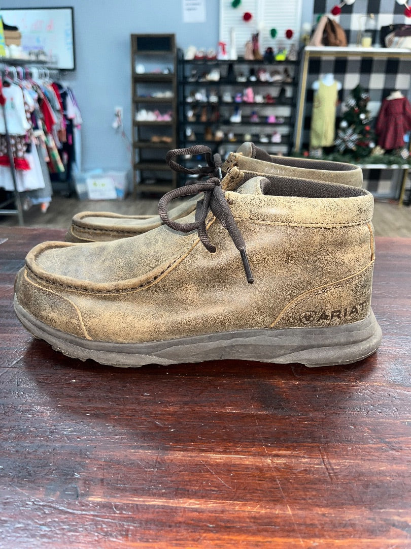 BROWN ARIAT LEATHER MOCCASIN BOOTS, SHOES A7.5