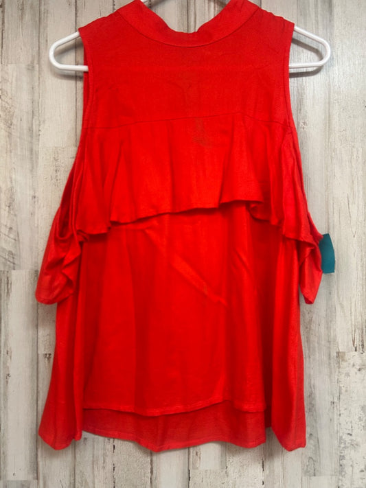 RED MUDPIE RUFFLE COLD SHOULDER TOP, LADIES M