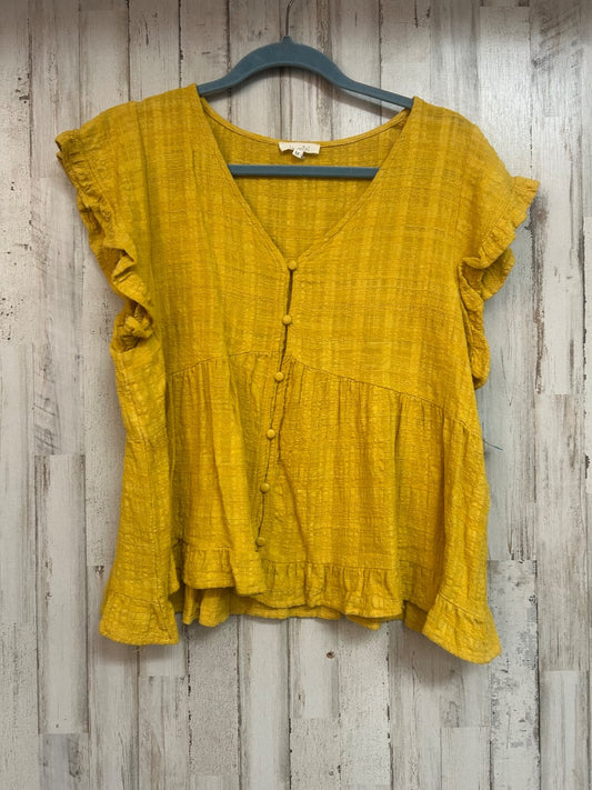 GOLDEN YELLOW LA MIEL LINEN BUTTON TOP, LADIES M
