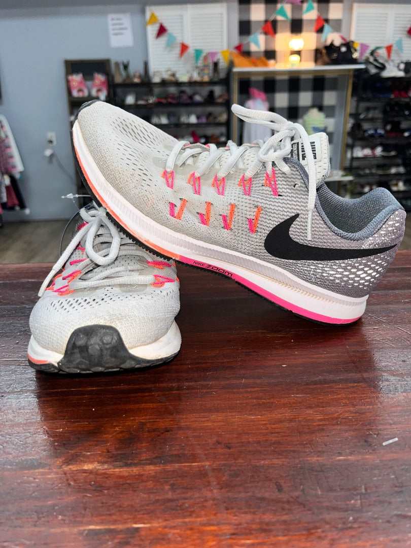 GREY/PINK NIKE ZOOM PEGASUS SNEAKERS, SHOES A9