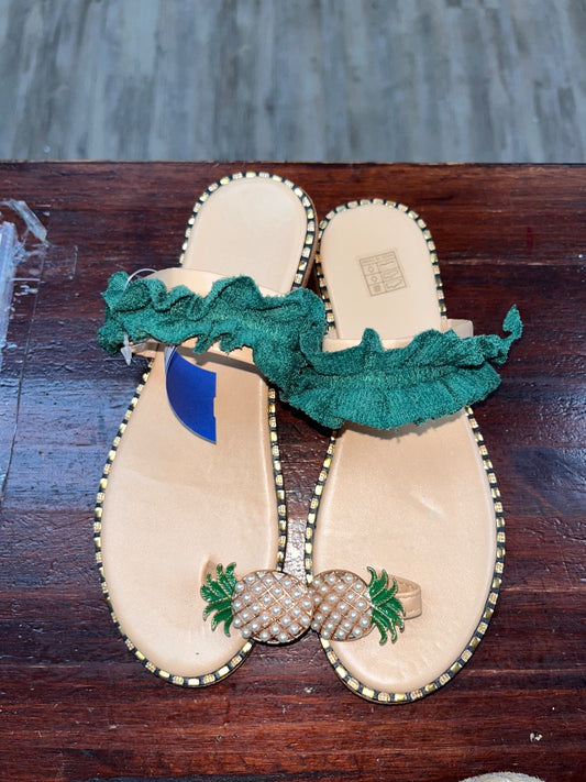 GOLD/GREEN  PINEAPPLE FLIP FLOPS, SHOES Y3
