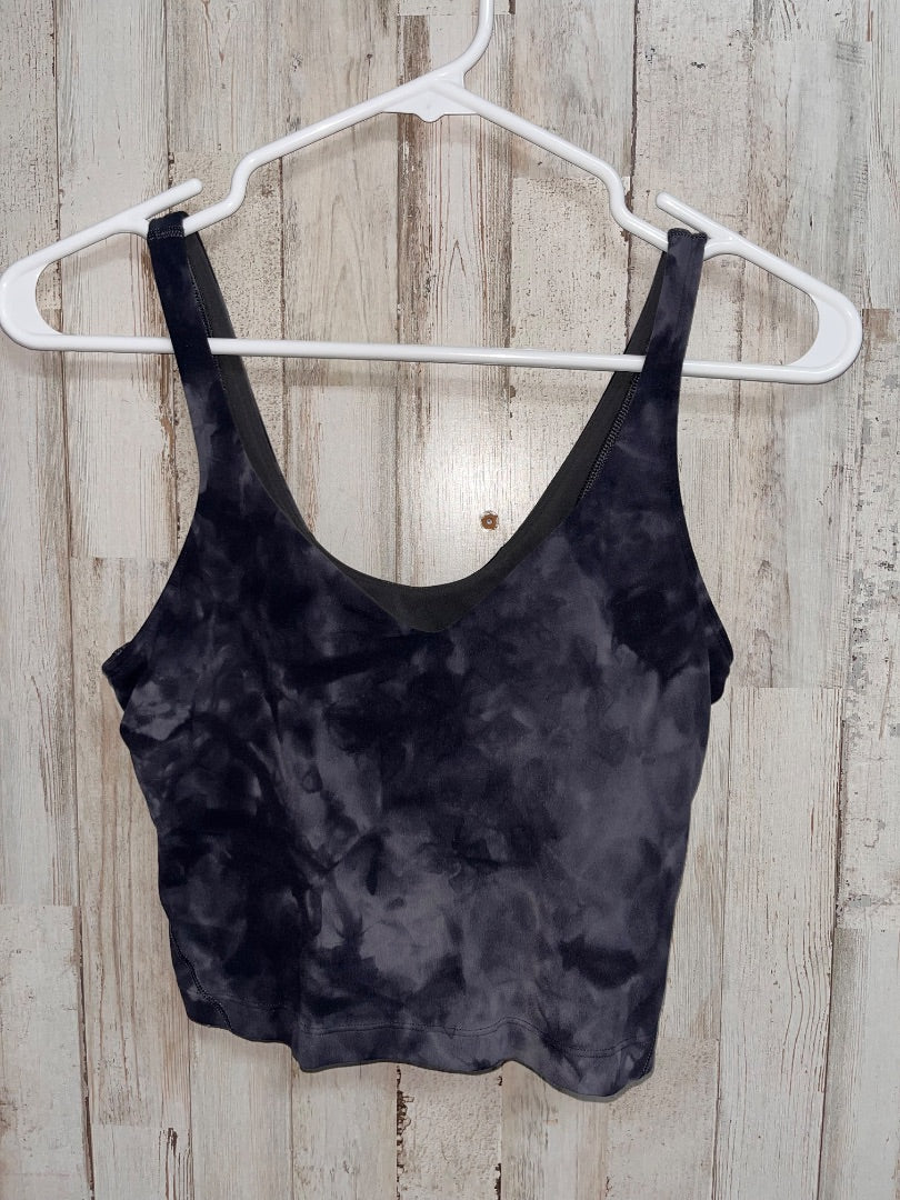 BLACK LULULEMON SZ 6 SMOKY PRINT CROP TANK, LADIES M