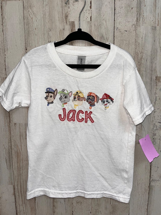 WHITE GILDAN JACK PAW PATROL EMBROIDERED TEE, BOY 4T