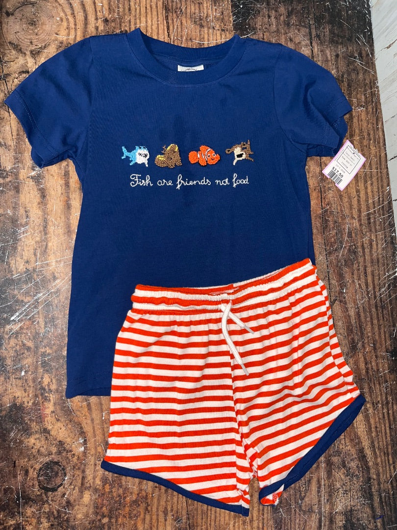NAVY MS SMOCKED CO NEMO FRENCH KNOT 2PC, BOY 5T