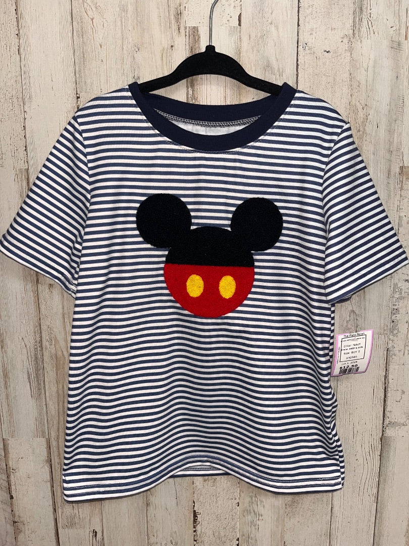 NAVY ABBY & EVIE MICKEY APPLIQUE STRIPE TEE, BOY 5
