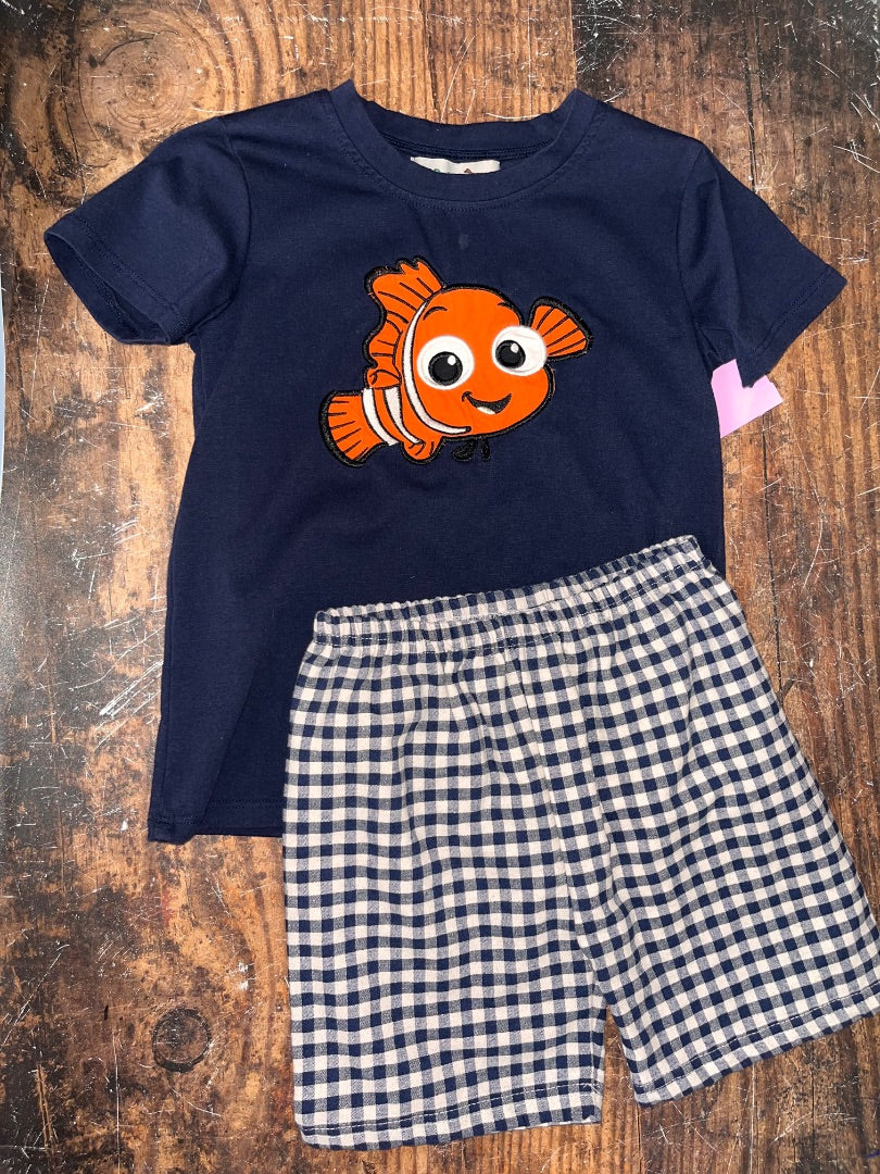 NAVY BB REIDS NEMO APPLIQUE 2PC SET, BOY 5/6