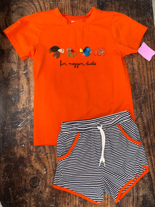 ORANGE MS SMOCK CO NEMO FRENCH KNOT 2PC, BOY 6