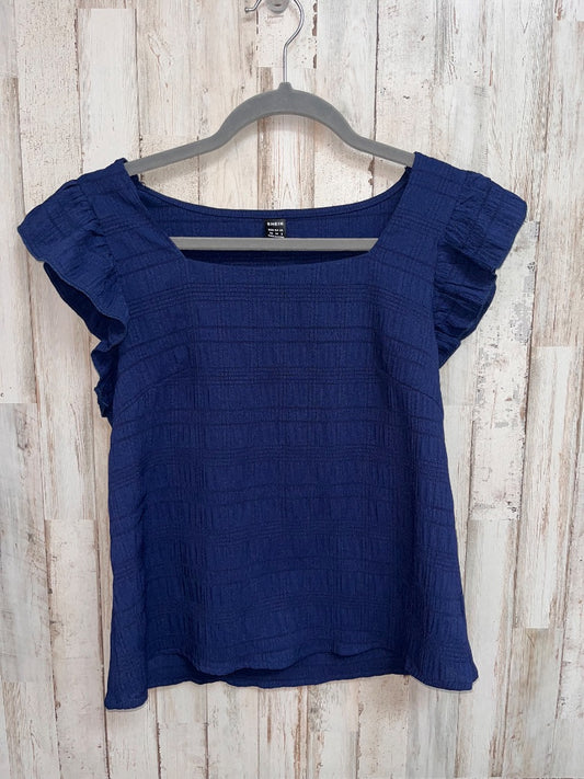 NAVY SHEIN SQUARE NECK TEXTURE TOP, LADIES XS