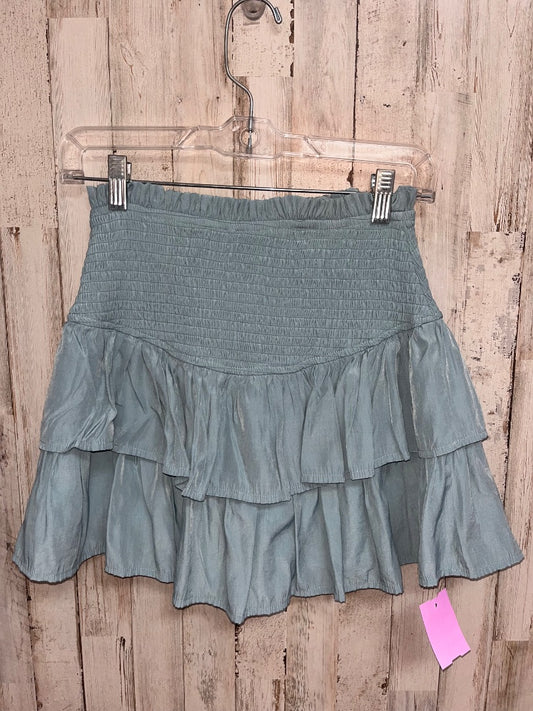 TEAL  TIER SMOCK SATIN SKIRT, LADIES XS