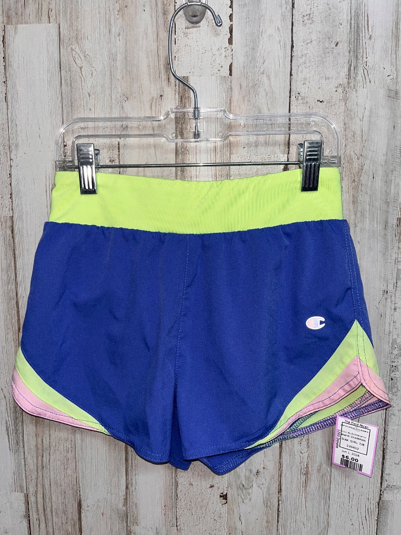 BLUE/GREEN/PINK CHAMPION DRY FIT STRIPE SIDE SHORTS, GIRL 7/8
