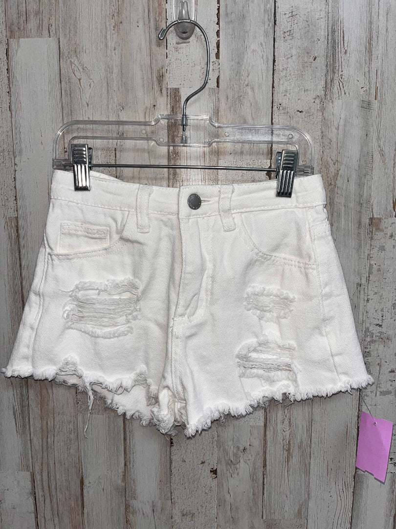 WHITE SHEIN DISTRESSED SHORTS, GIRL 8/9