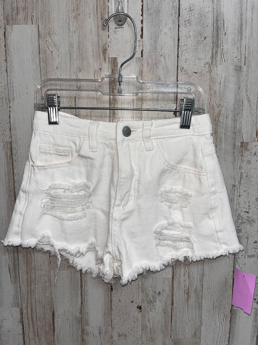 WHITE SHEIN DISTRESSED SHORTS, GIRL 8/9