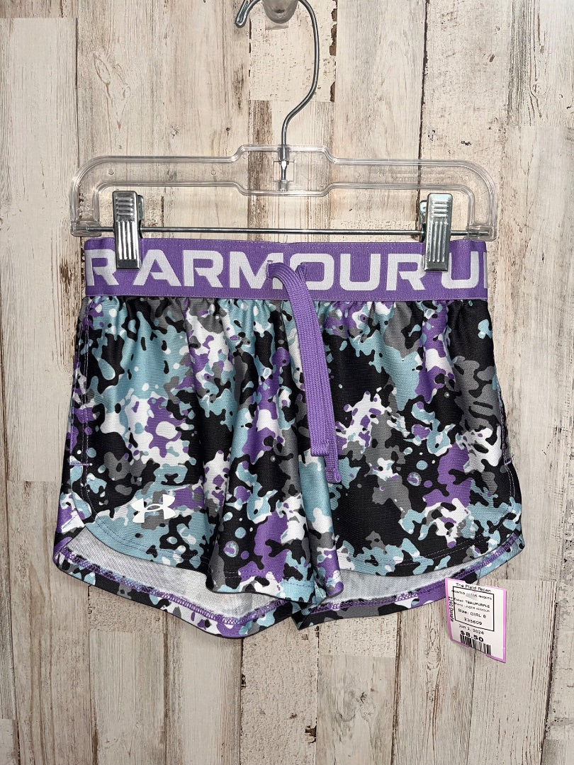 TEAL/PURPLE UNDER ARMOUR PRINTED ACTIVE SHORTS, GIRL 8